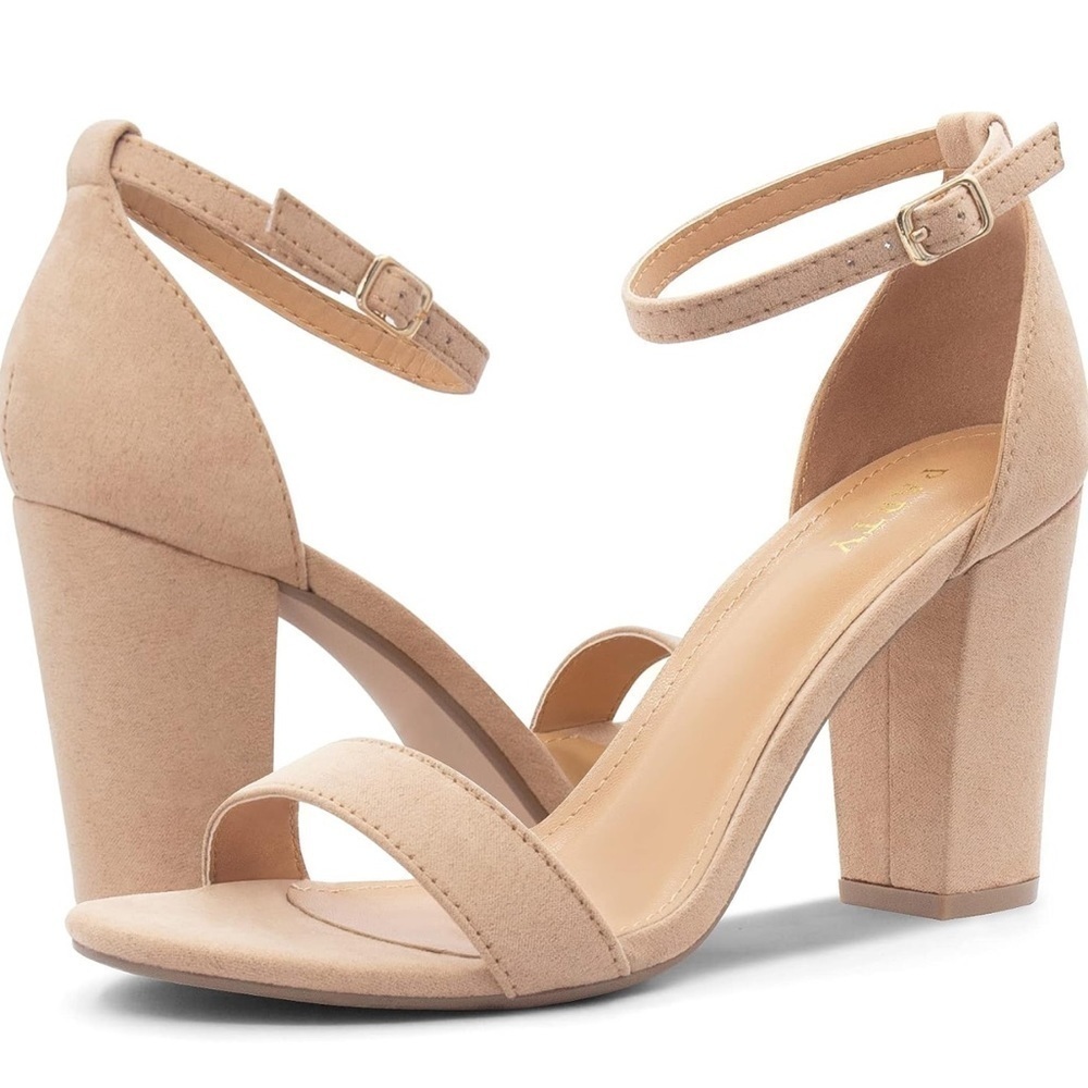 PARTY Faux Leather Chunky Heels Ankle Strap Sandals